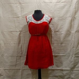 Red Camel Belted Dress